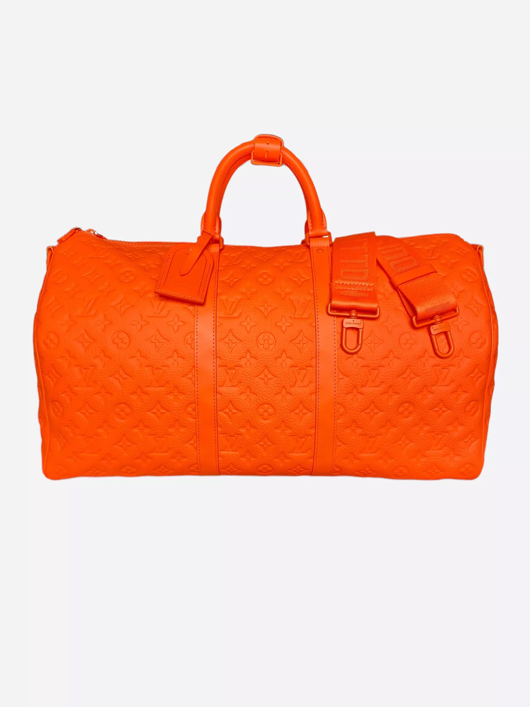 Louis Vuitton Orange Taurillon Monogram Leather Keepall 50