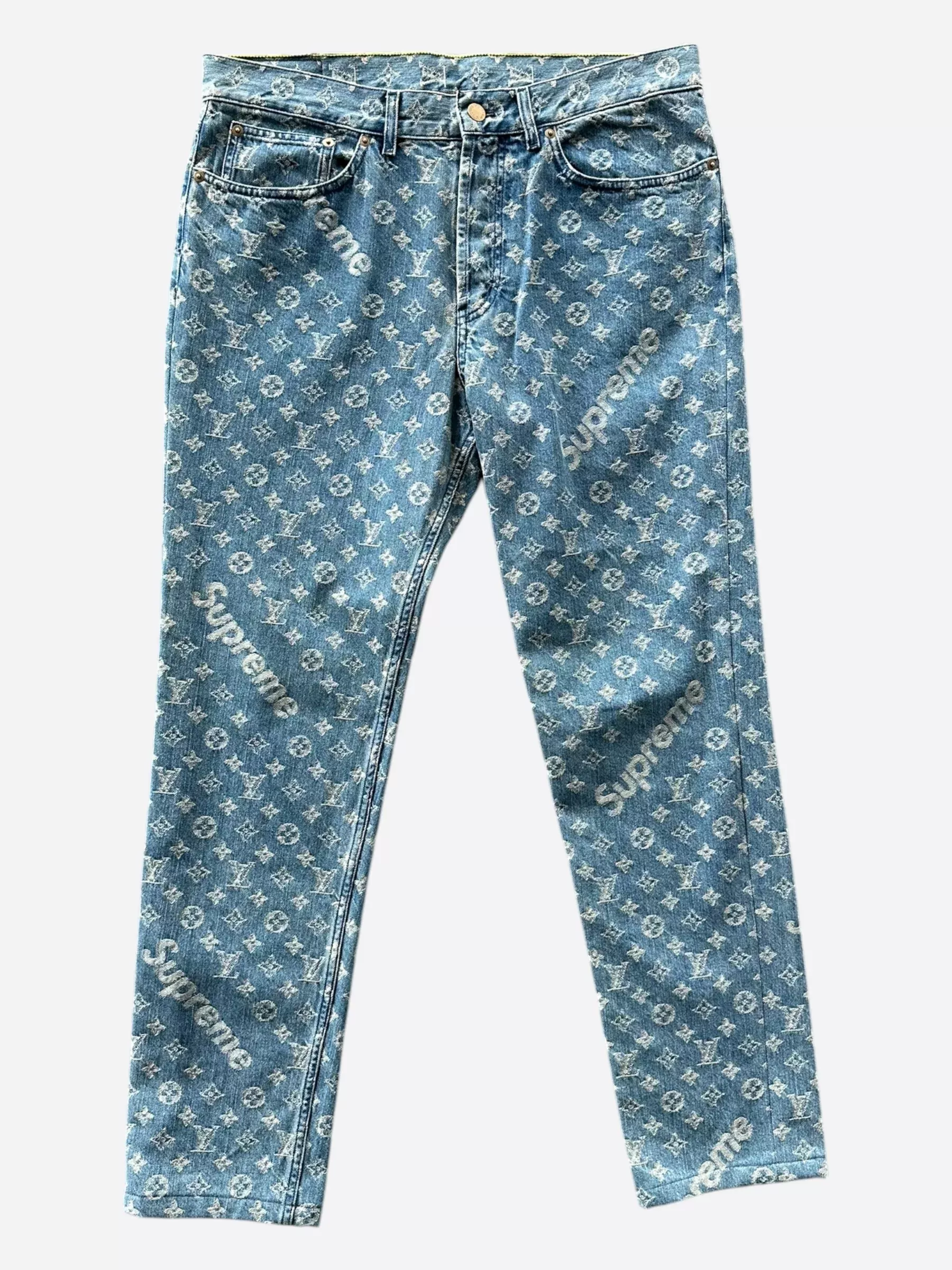 Louis Vuitton Supreme Blue Monogram Jeans