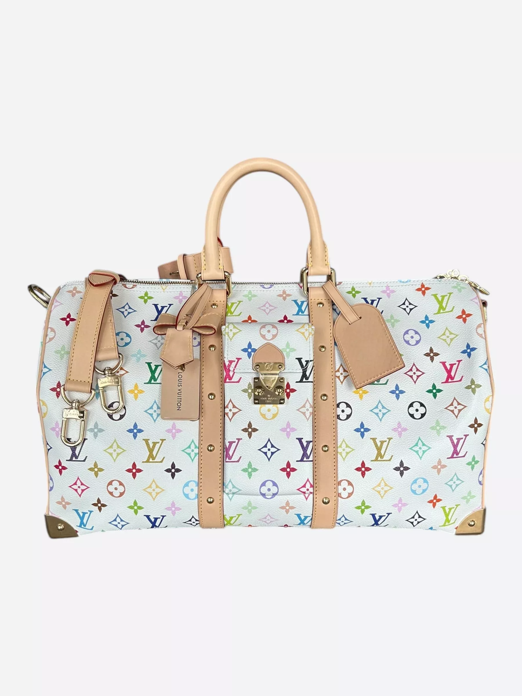 Louis Vuitton Takashi Murakami White & Multicolor Monogram Keepall 45