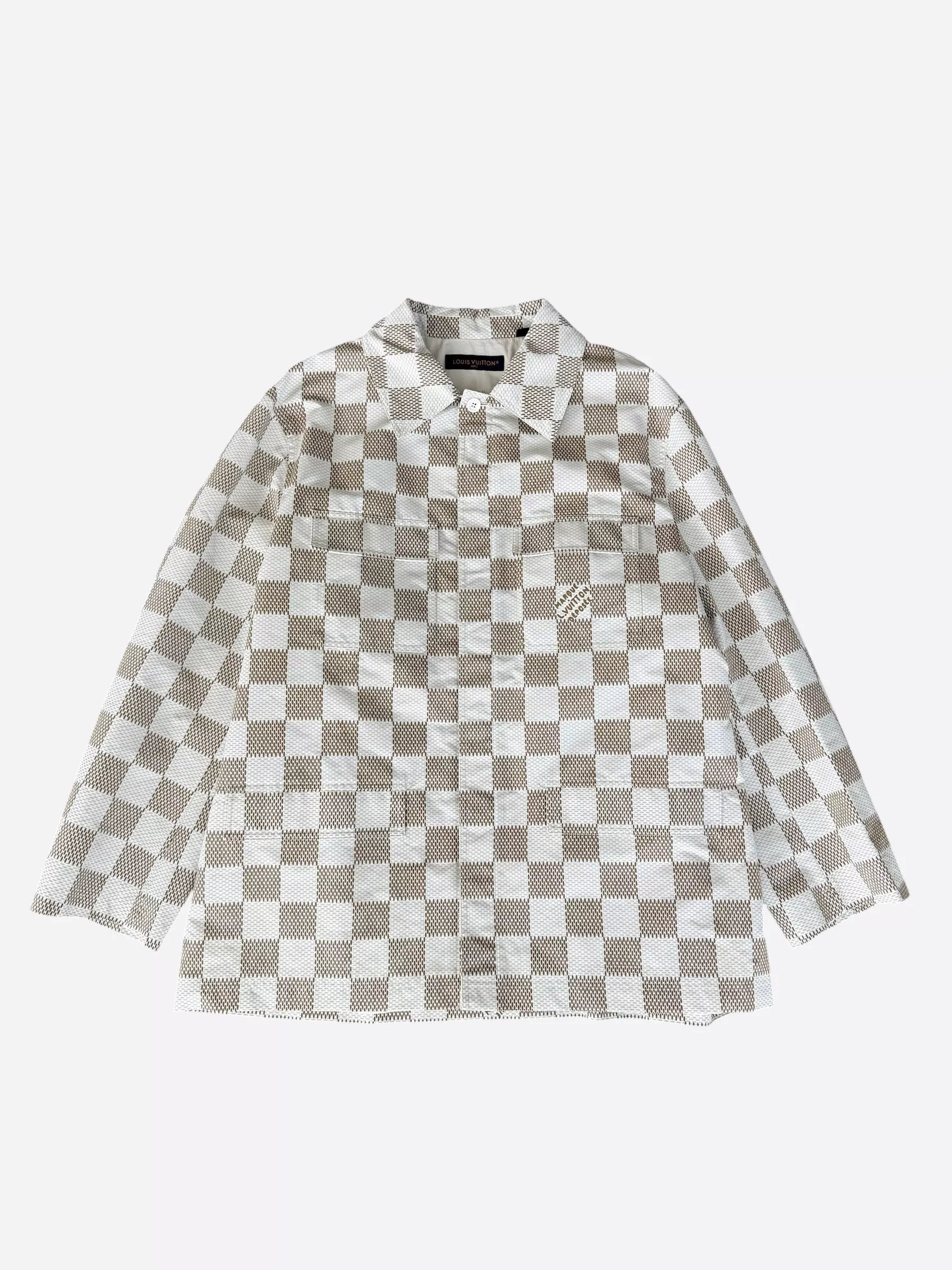 Louis Vuitton White & Beige Damier Jacket