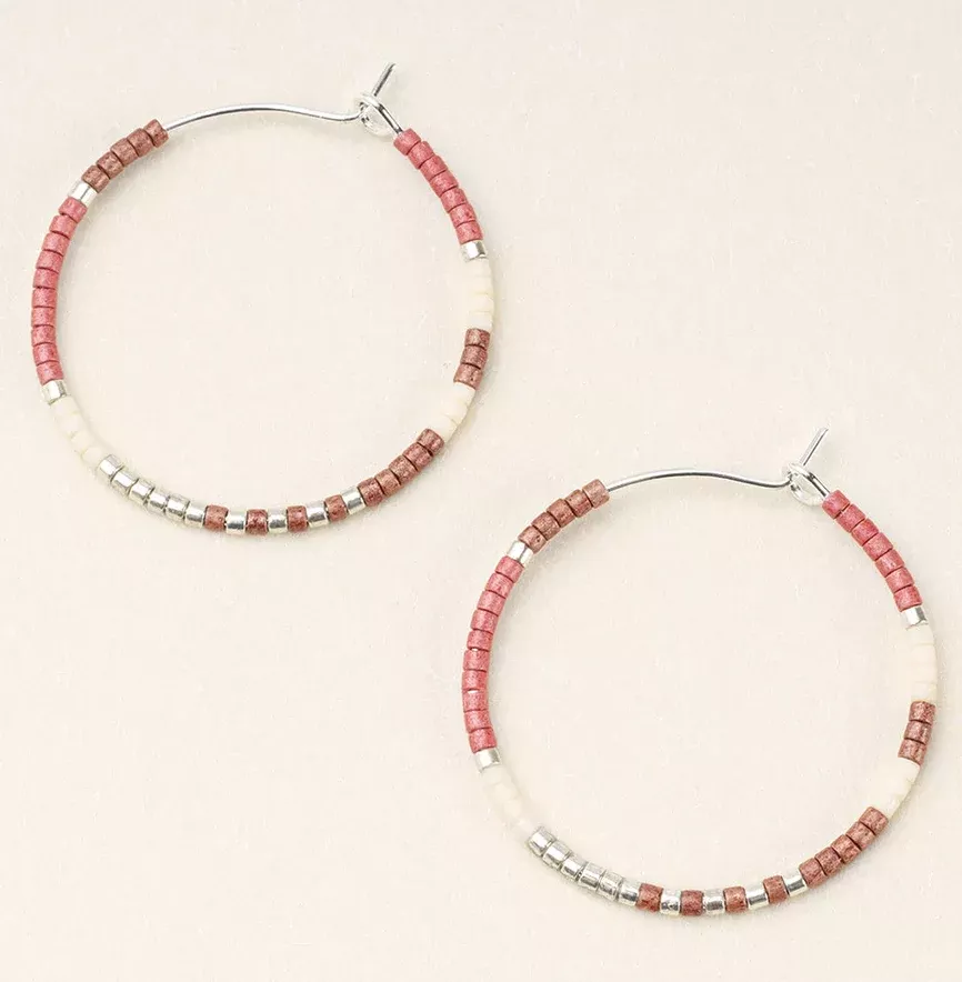 Miyuki Small Hoop - Blush Multi Silver