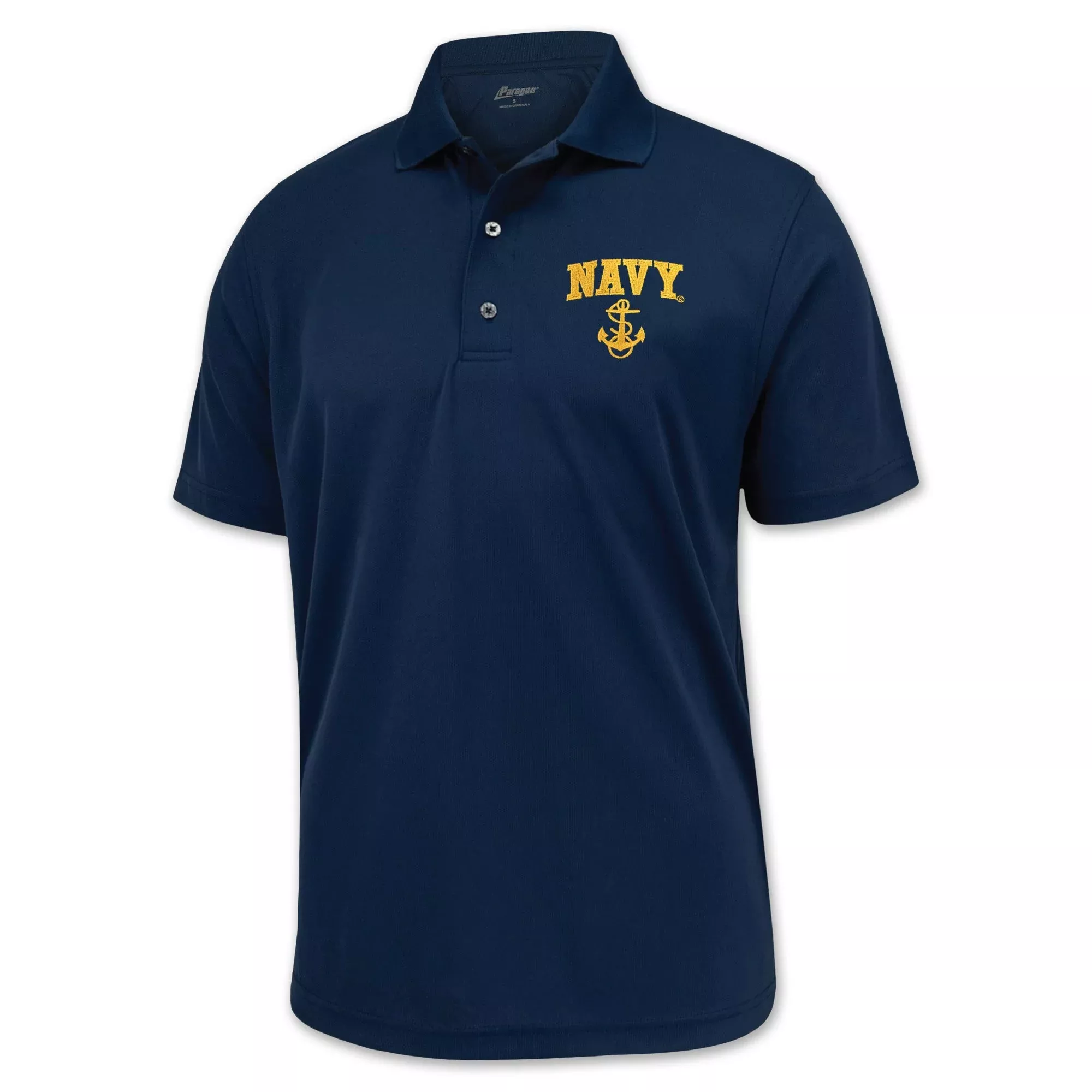 Navy Anchor Embroidered Performance Polo (Navy)
