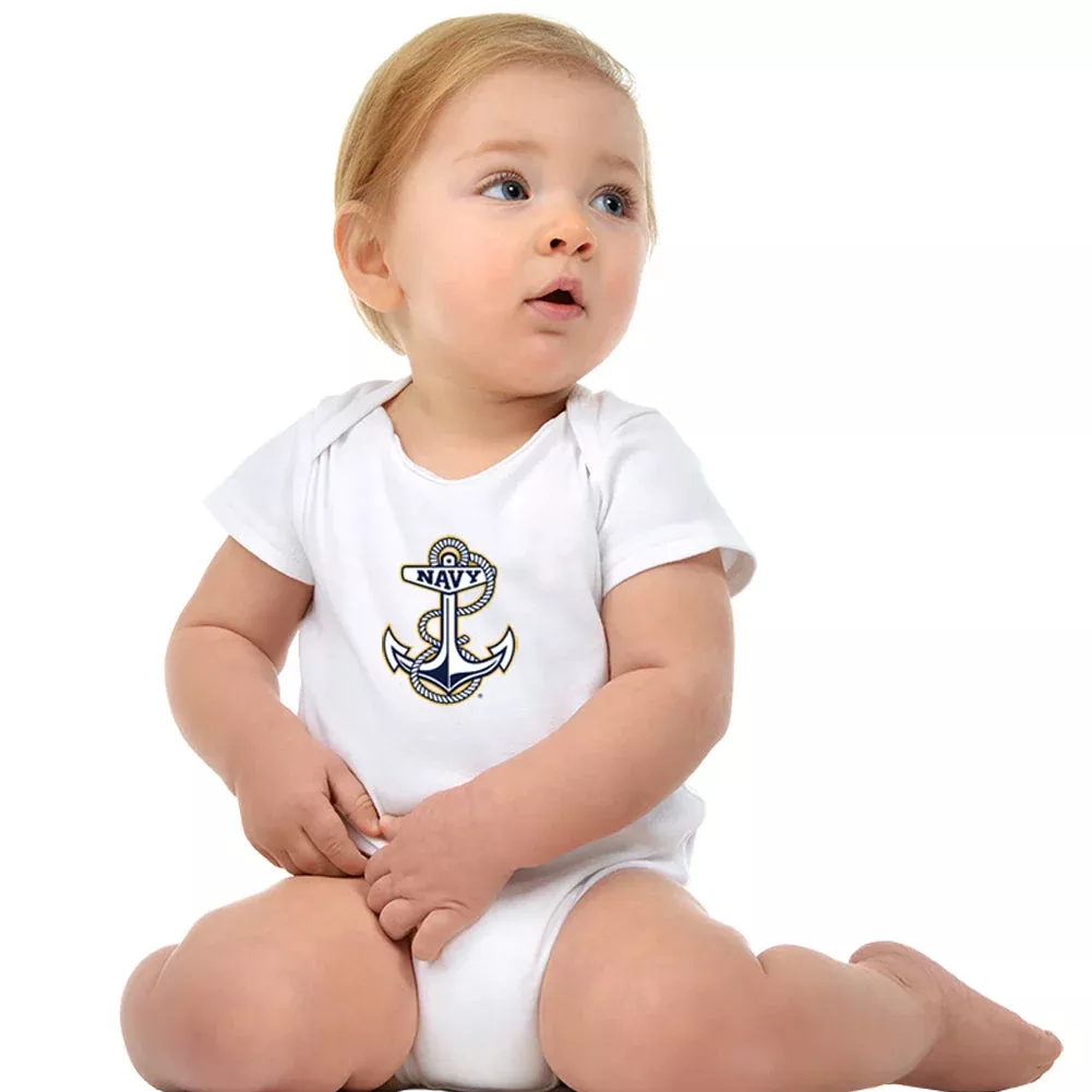 Navy Anchor Logo Infant Romper