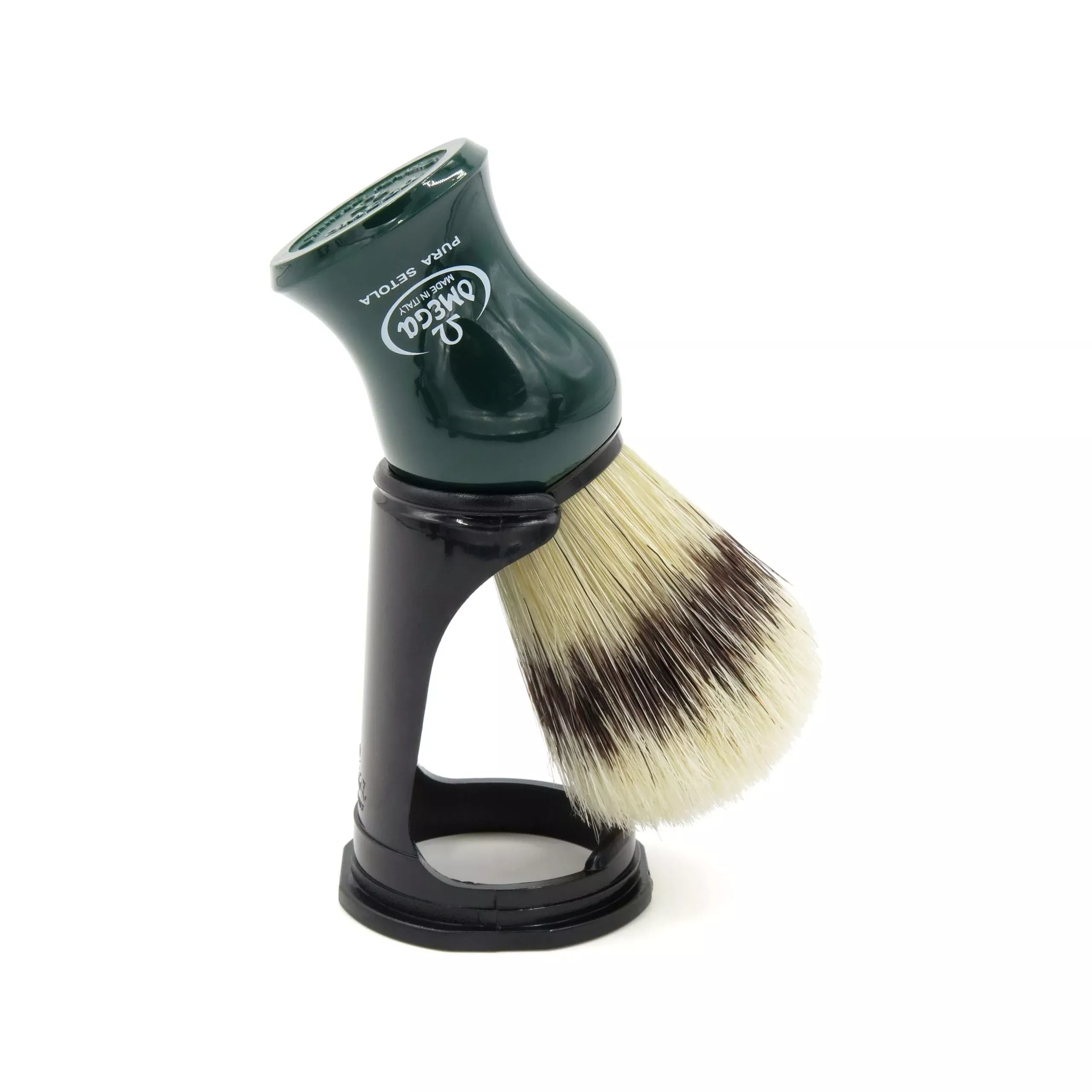 Omega Pure Bristle Shaving Brush With Stand (Assorted Colors) #80265