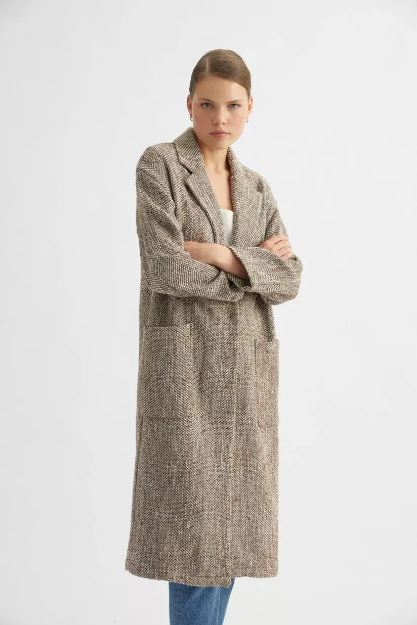 Oversized Herringbone Coat