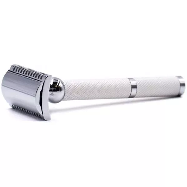Parker 70C White and Chrome Open Comb Safety Razor