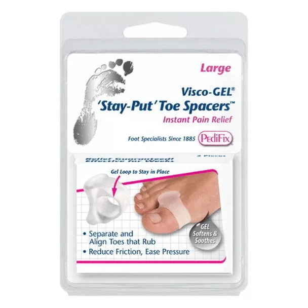 PediFix Visco Gel Stay Put Toe Separators Large 2 Ea