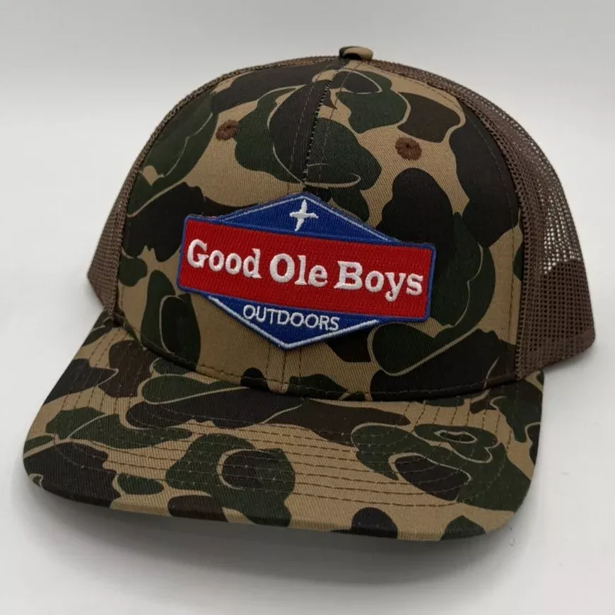 PGOB088A - Good Ole Boys Red/Blue Patch Camo Hat
