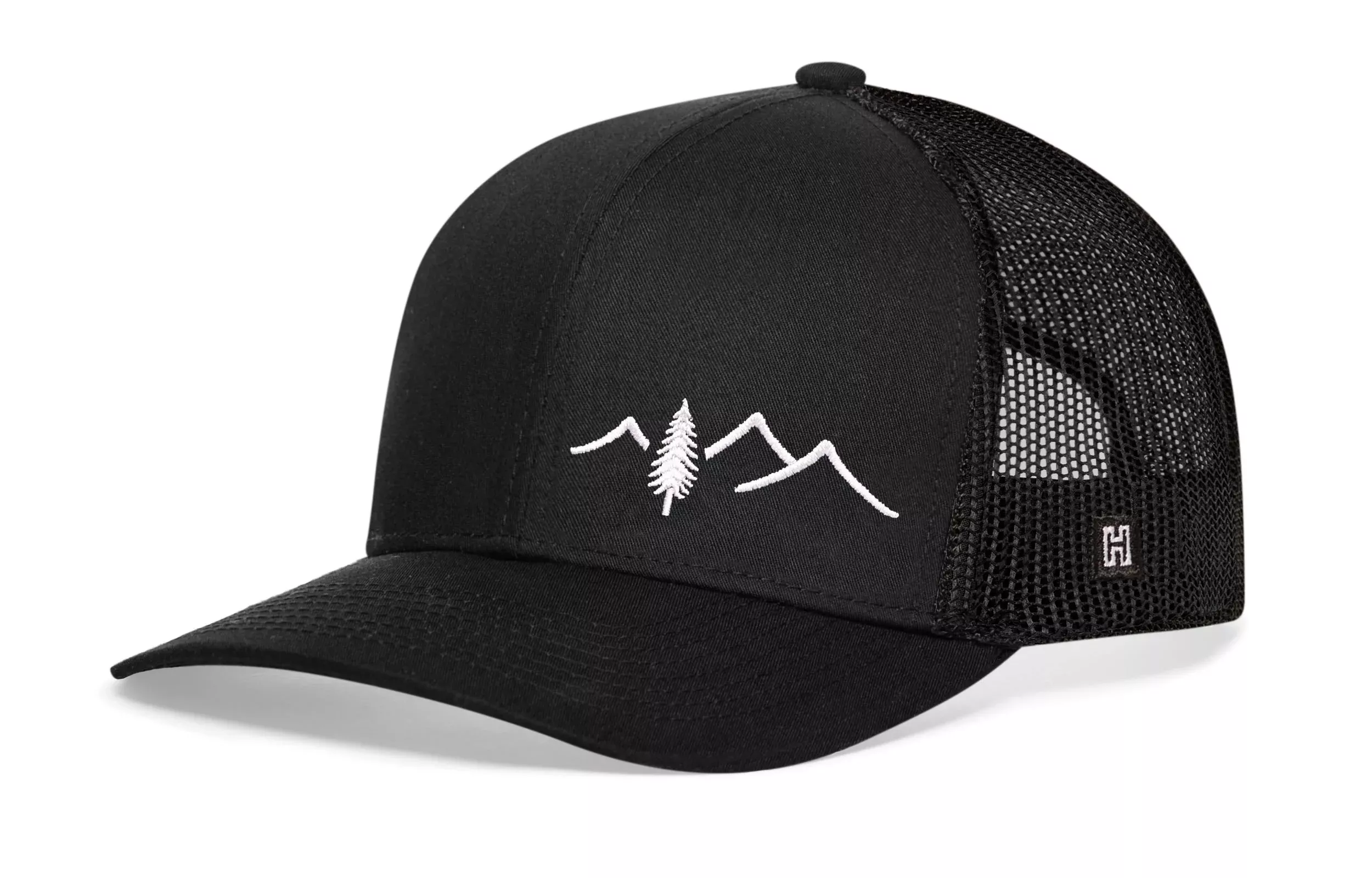 Pine Tree with Mountains Trucker Hat|Outdoors Snapback