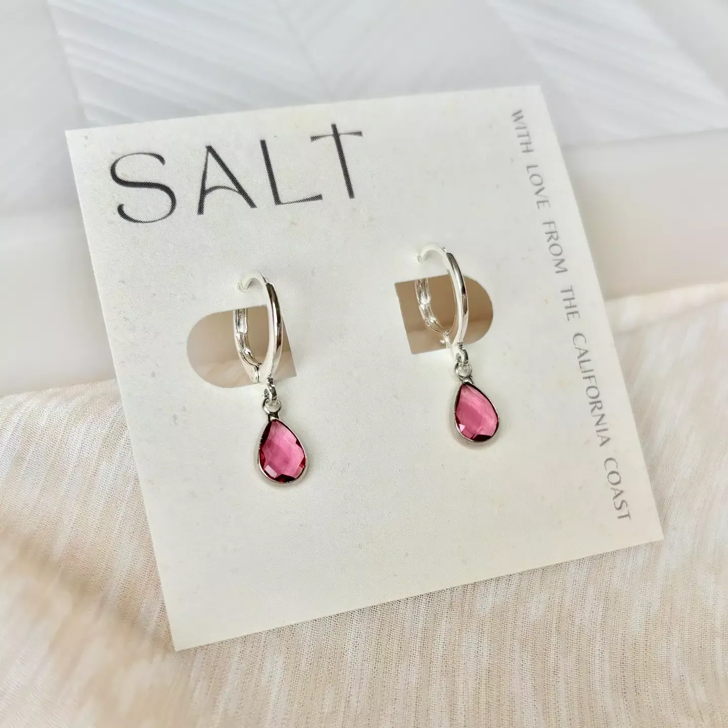 Pink Gem Hoops