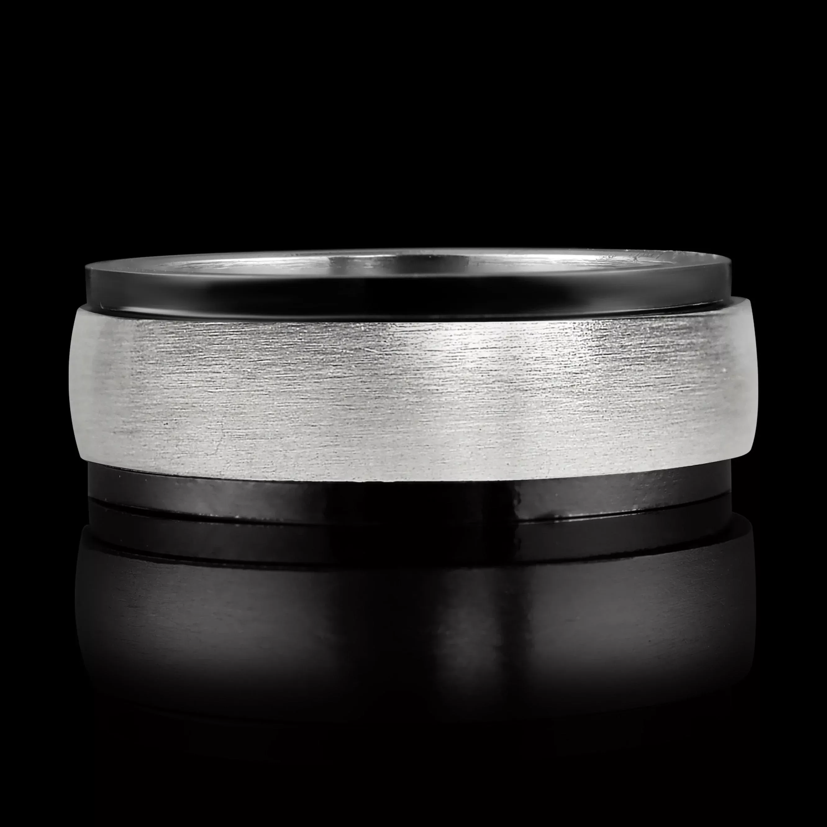Polished Stainless Steel & Black Spinner Ring