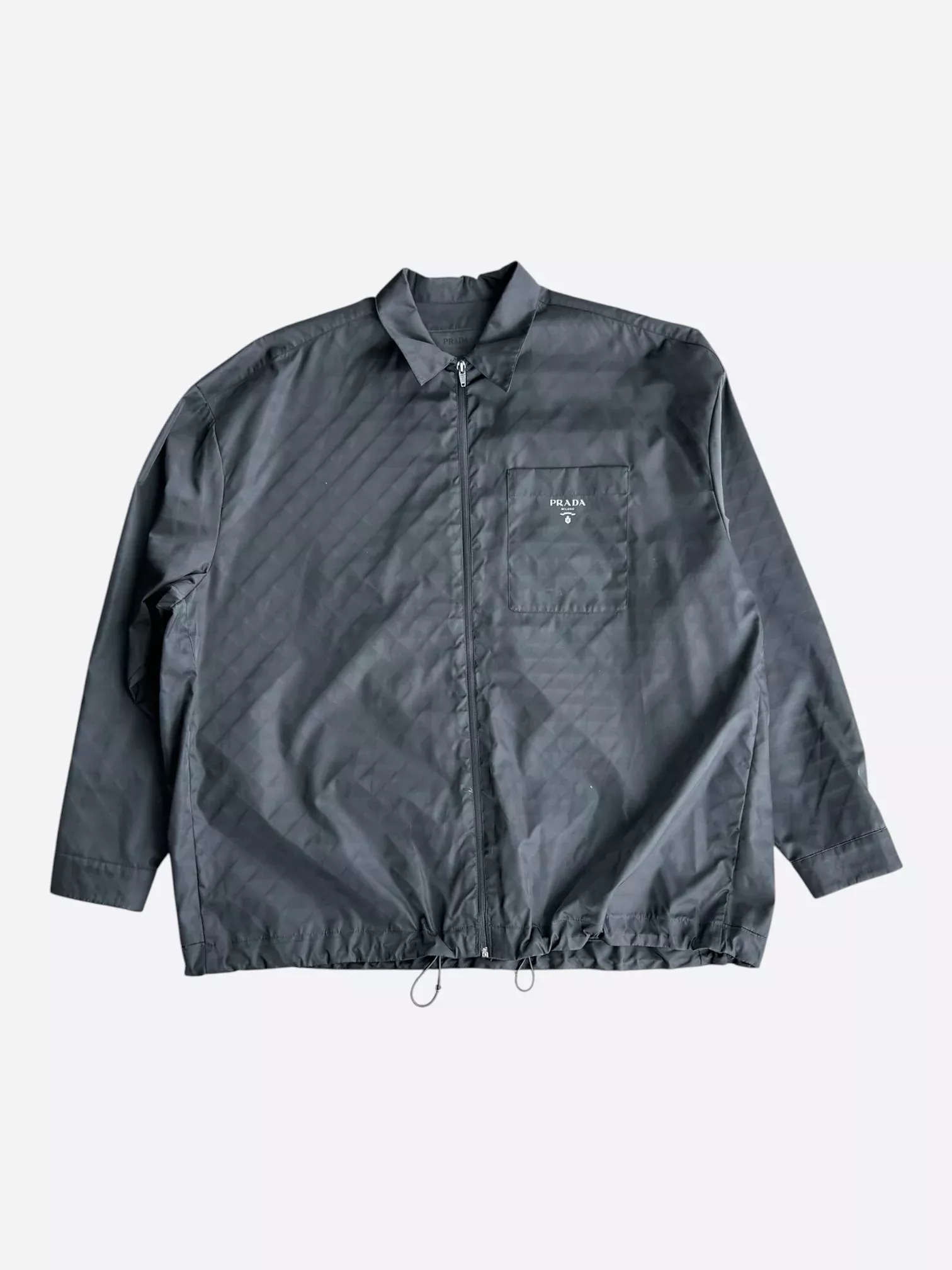Prada Black Jacquard Logo Windbreaker