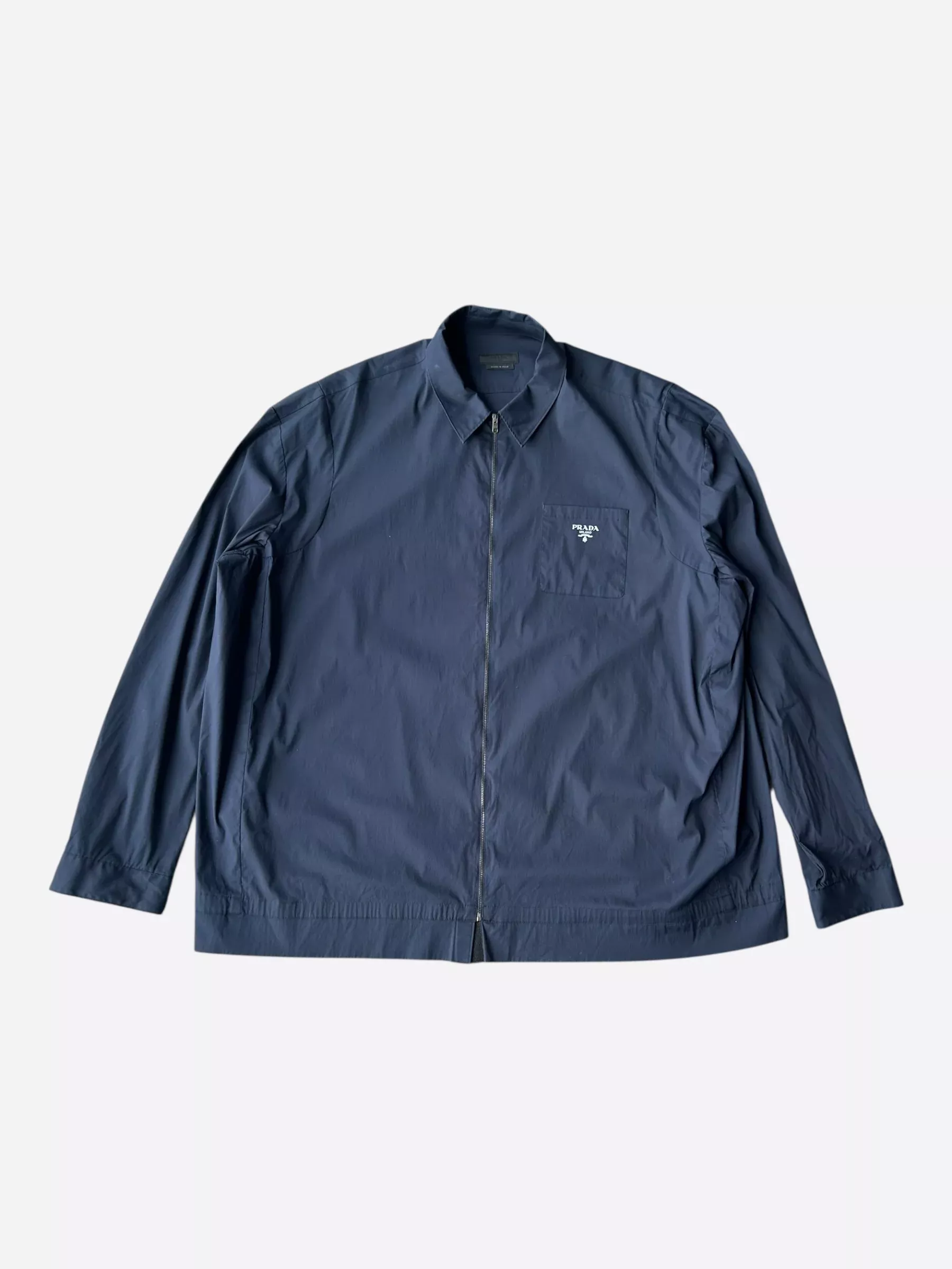 Prada Blue & White Logo Zip Up Windbreaker