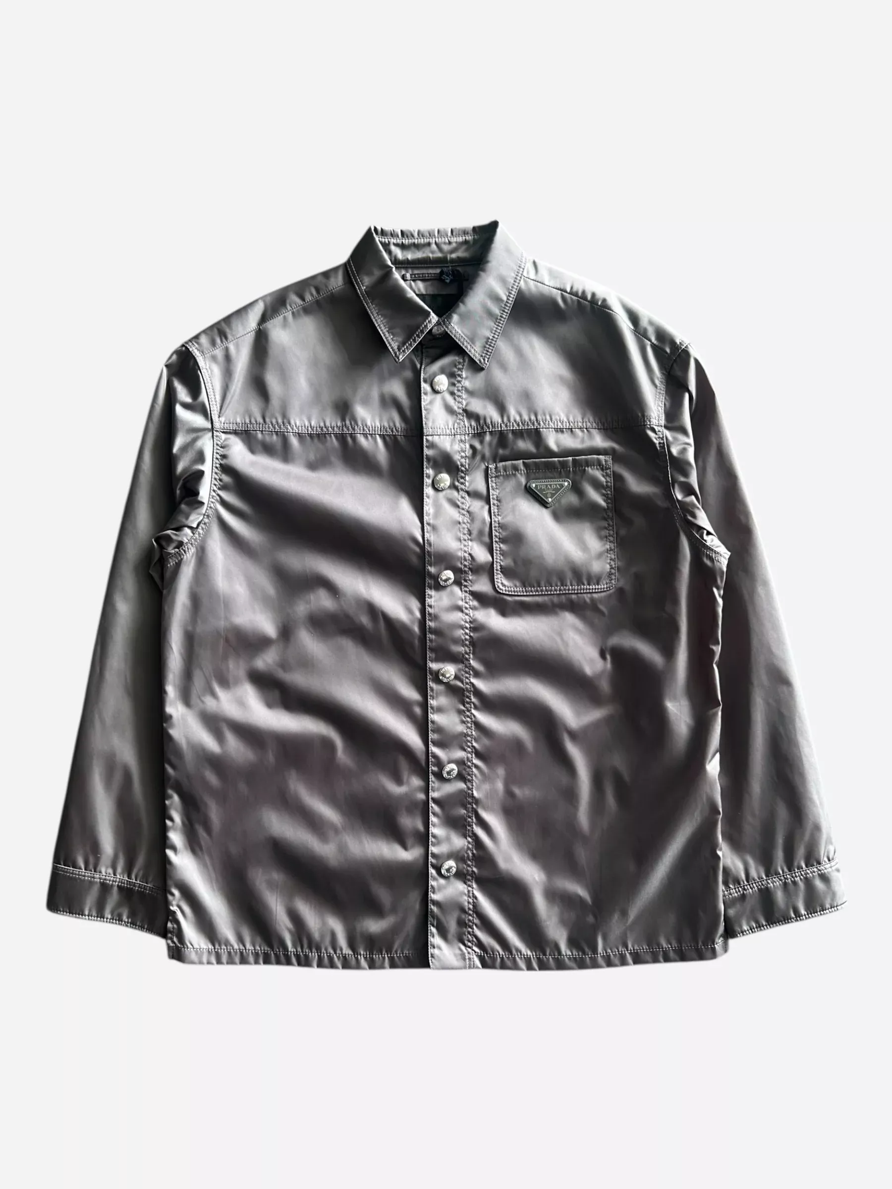 Prada Brown Re-Nylon Button Up Overshirt