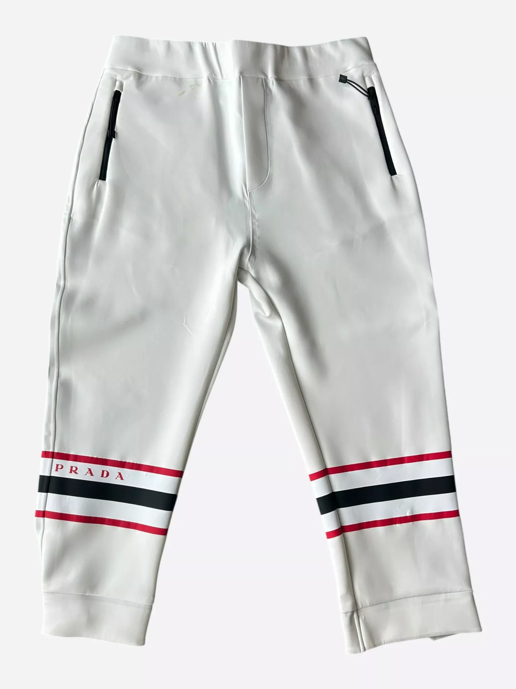 Prada White & Red Linnea Rossa Pants