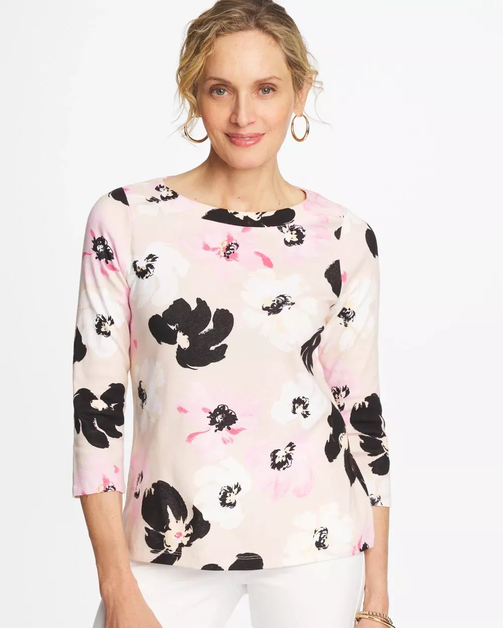 Printed Pima 3/4 Sleeve Tee