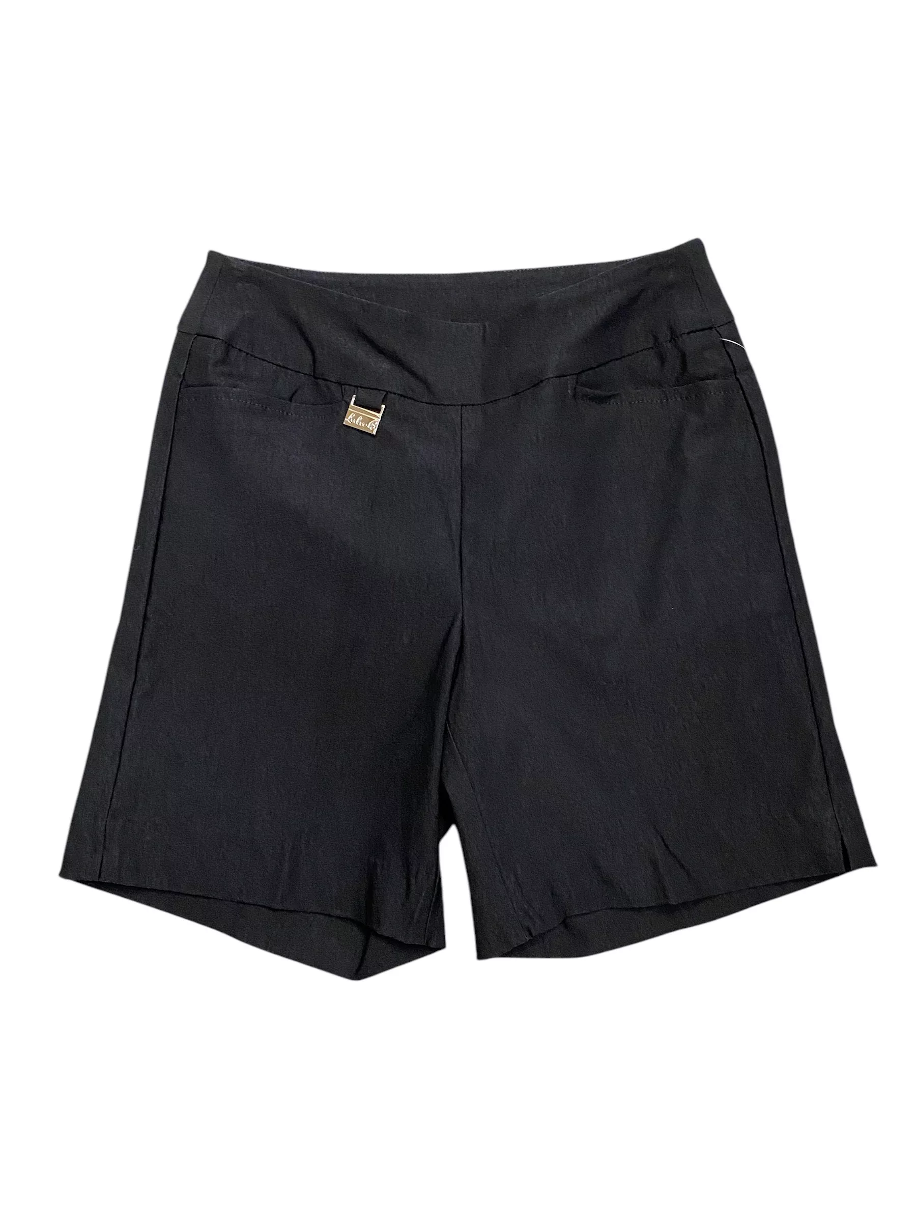 Pull On Short With Side Vent - Black