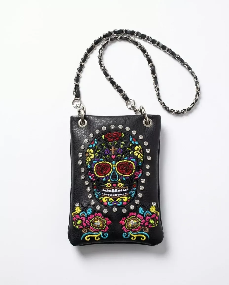 Rainbow Purse 2 - Black Sugar Skull