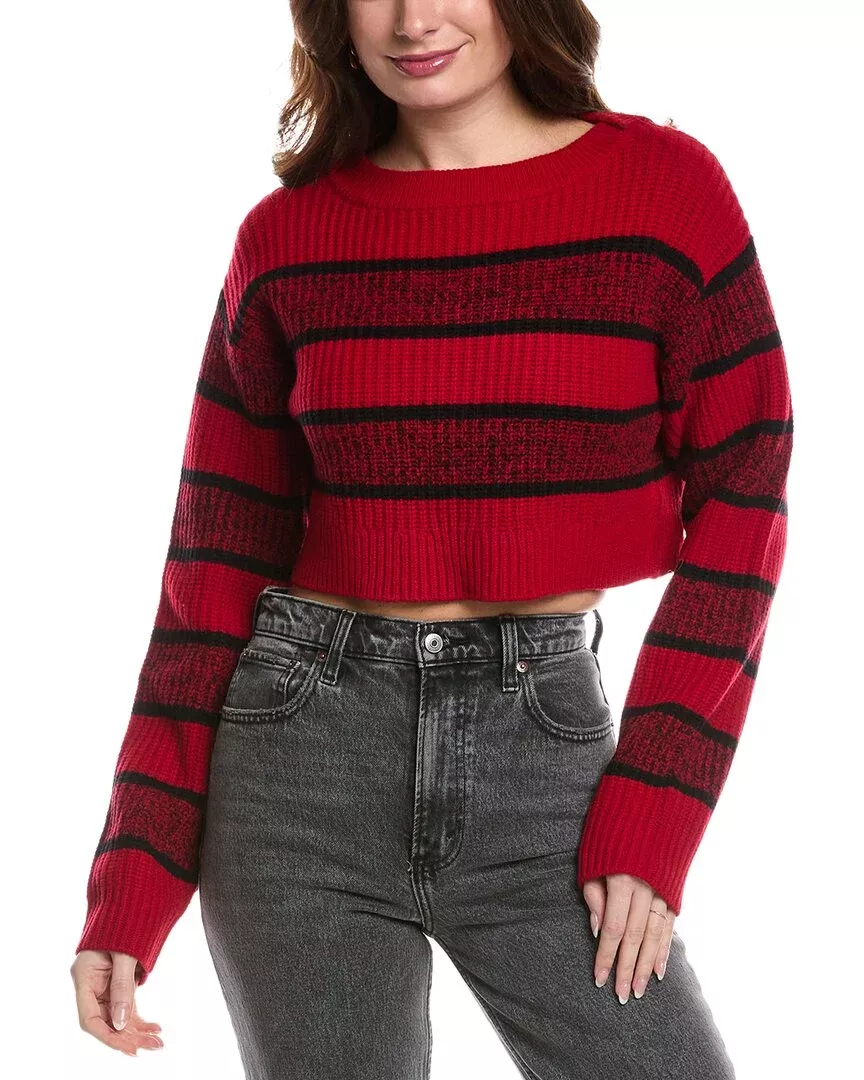 Re/Done Crop Boatneck Wool Pullover