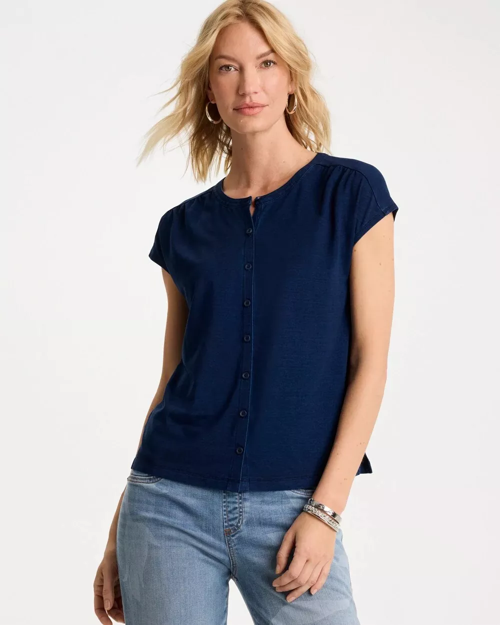 Refined Denim Button Tee