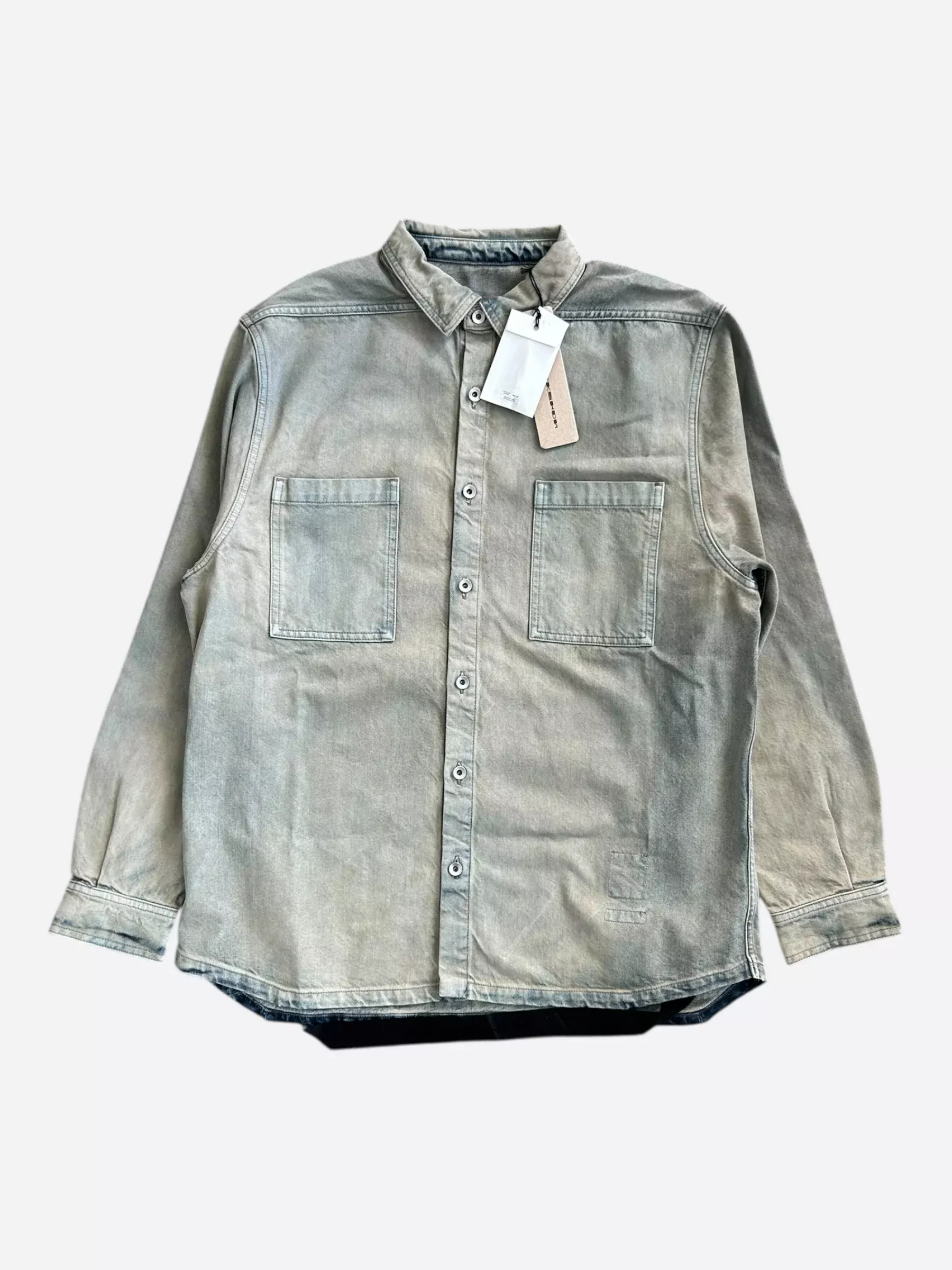 Rick Owens Blue Denim Button Up Overshirt