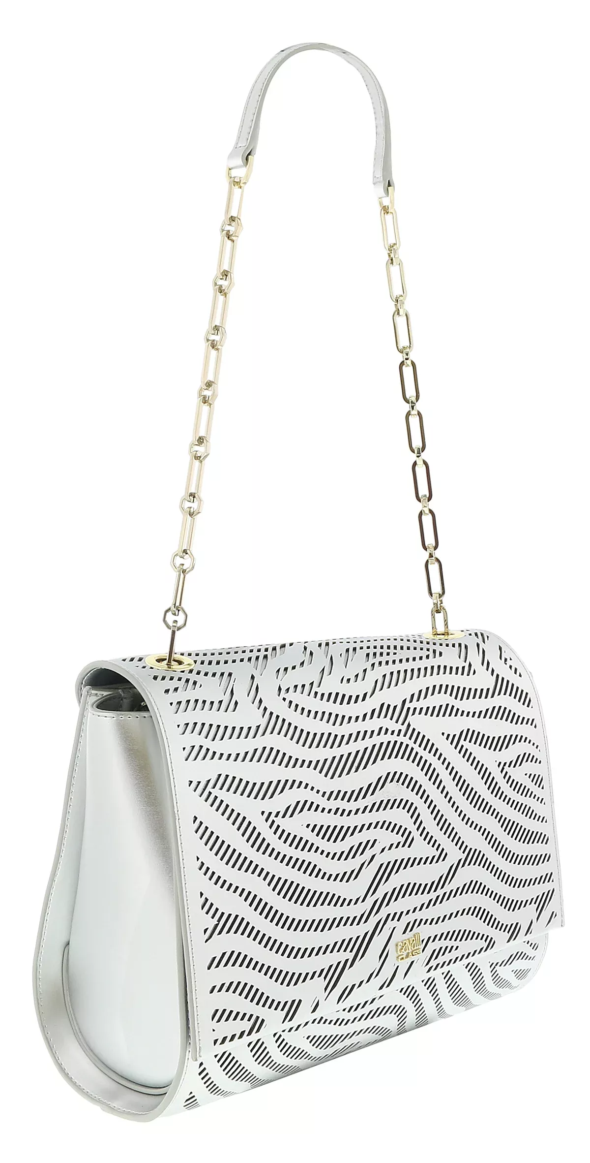 Roberto Cavalli Class Audrey Silver Medium Shoulder Bag