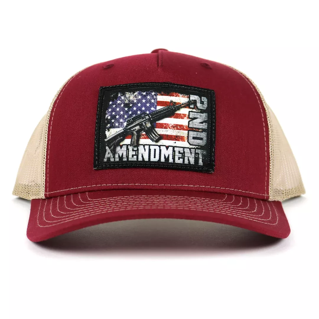 SA103 - Southern Addiction Cardinal/Tan 2nd Amendment Patch Cap