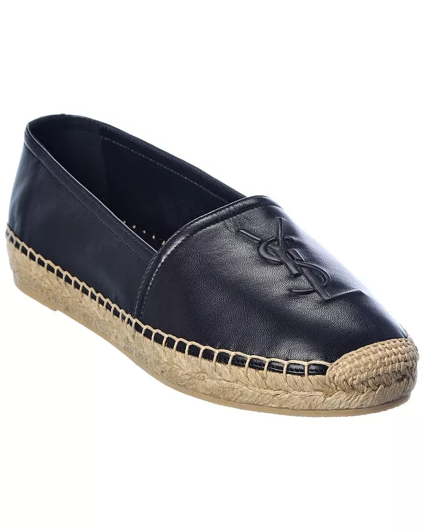 Saint Laurent Debossed Logo Leather Espadrille