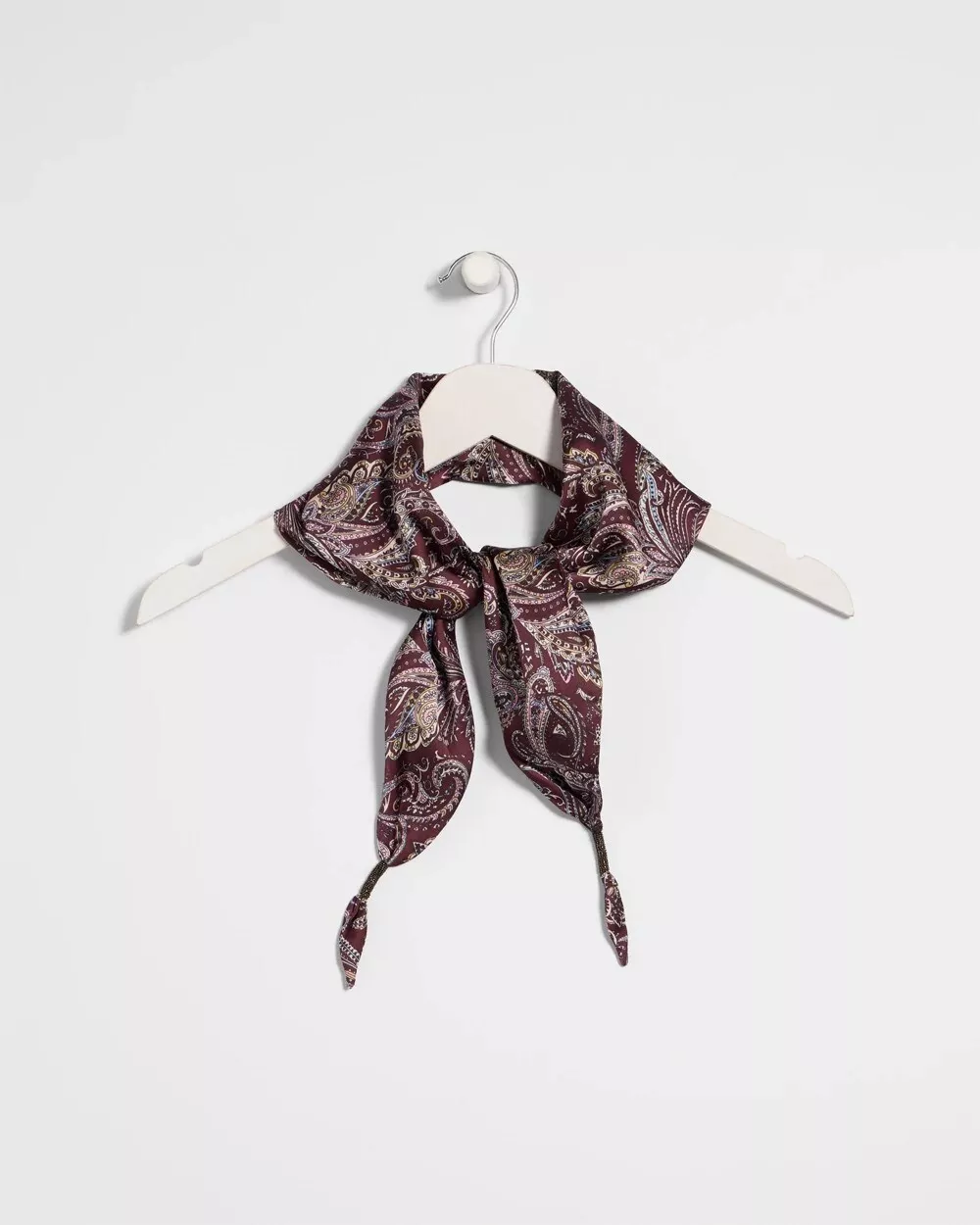 Satin Triangle Beaded-Tassel Scarf