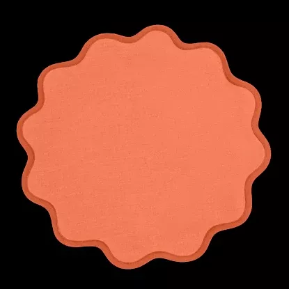 Scallop Edge Customizable Circle Placemat - Carnelian and Persimmon