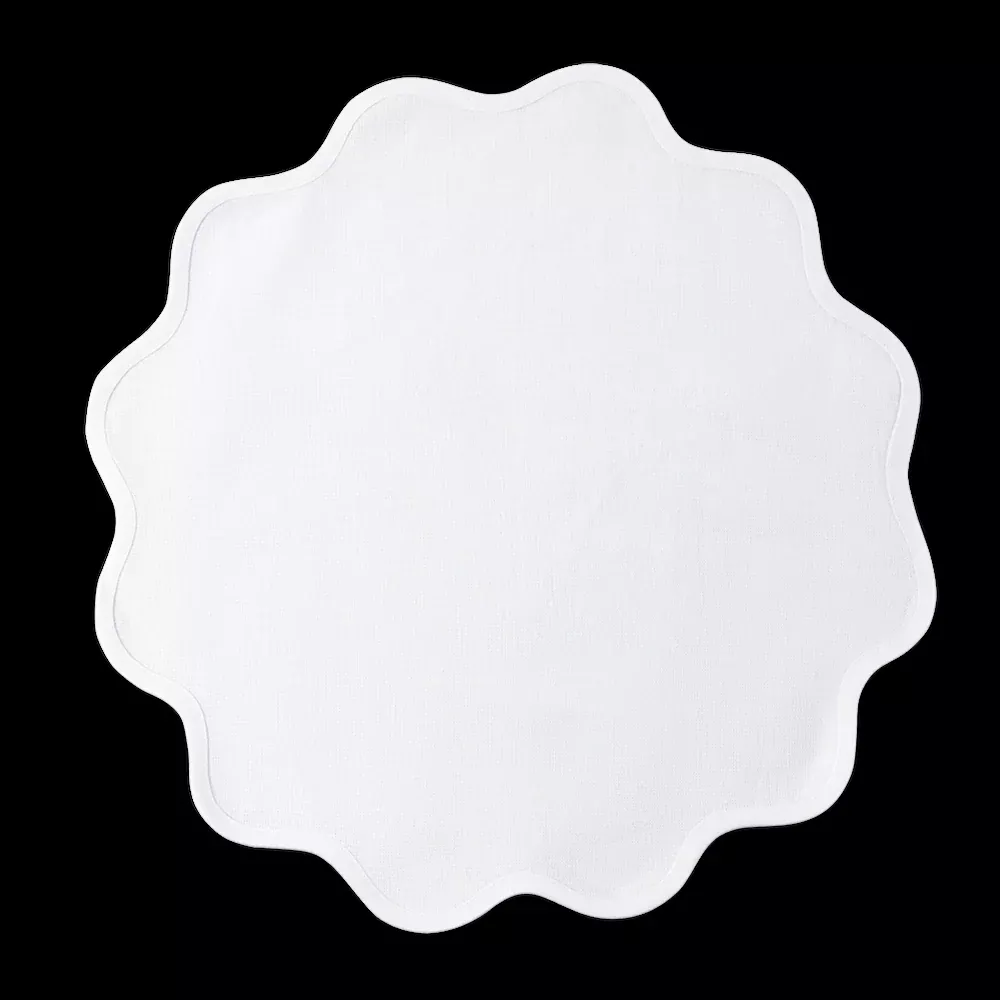 Scallop Edge Customizable Circle Placemat - White and White