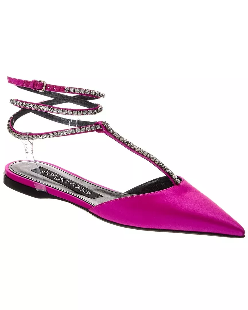 Sergio Rossi Ankle Strap Satin Flat