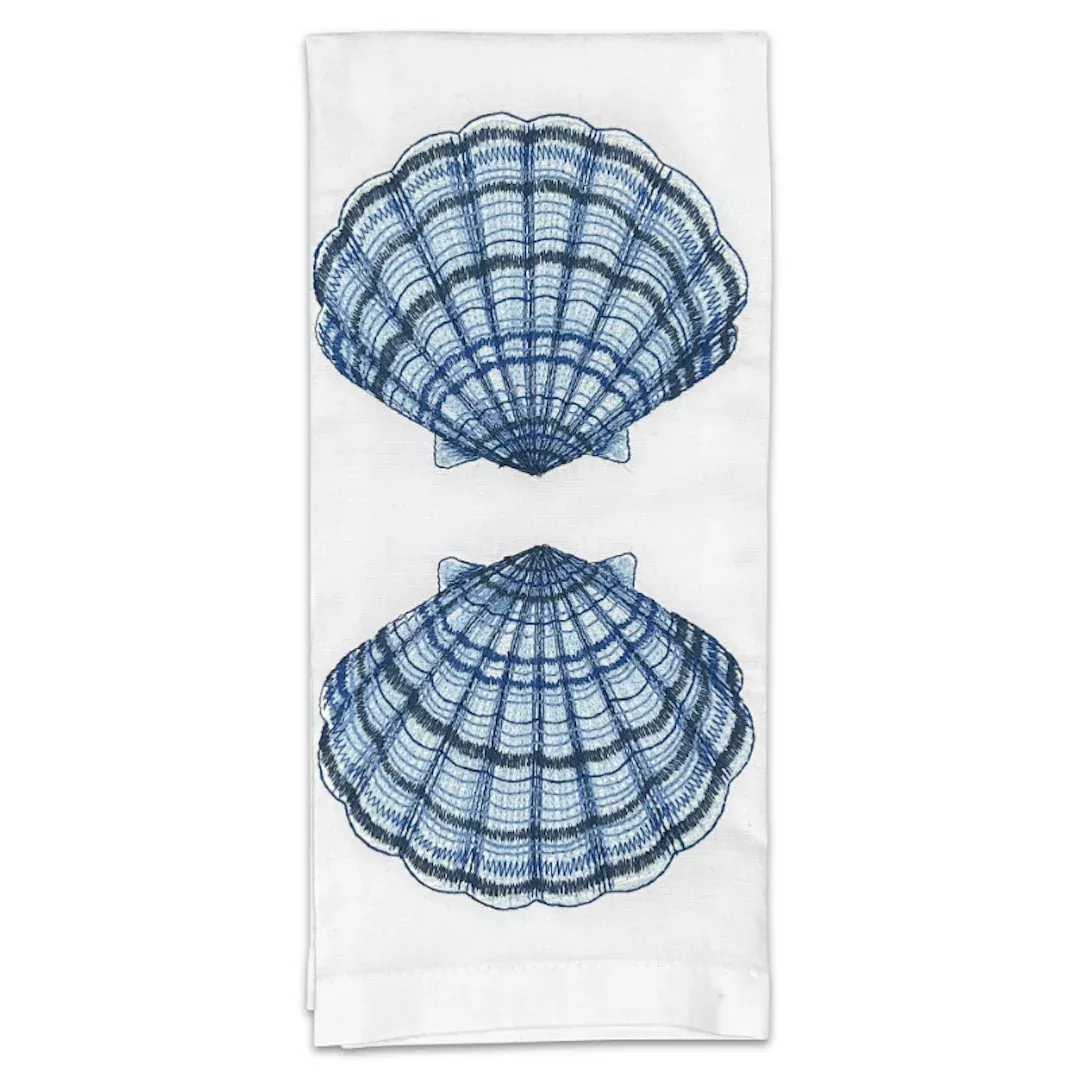 Shells Embroidered Tea Towel