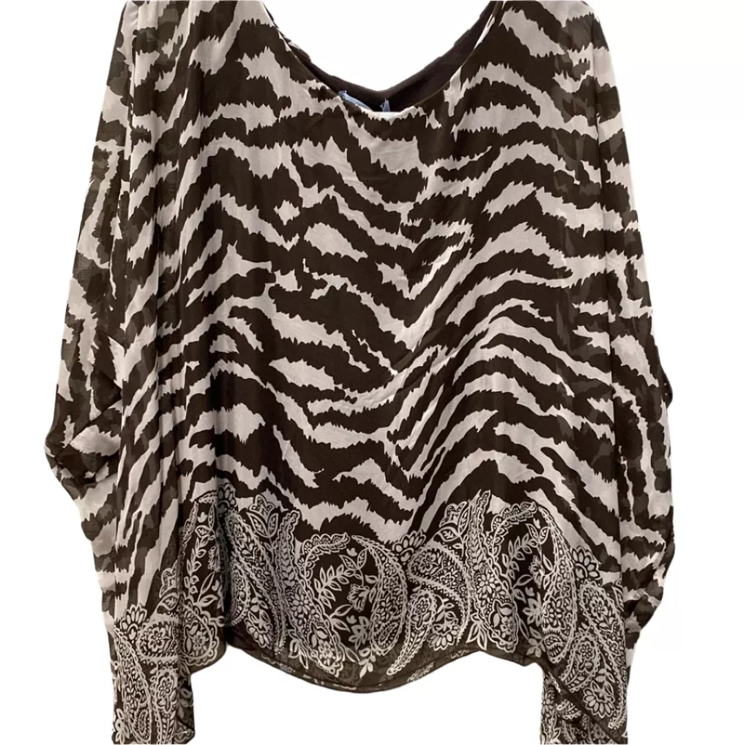 Silk Kaftan Style Blouse-Chocolate