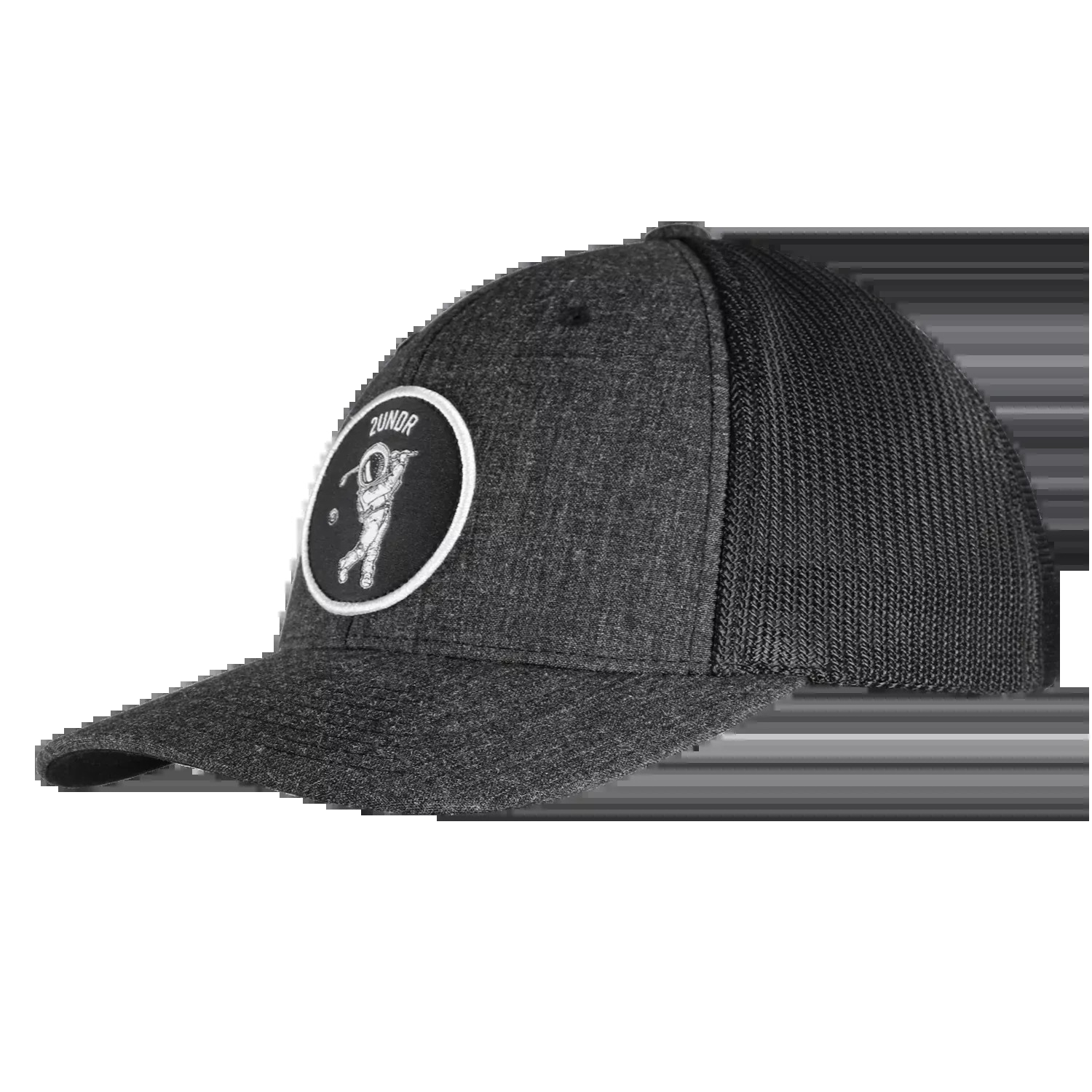 Snap Back Mesh Solid Patch Hat - Space Golf Black