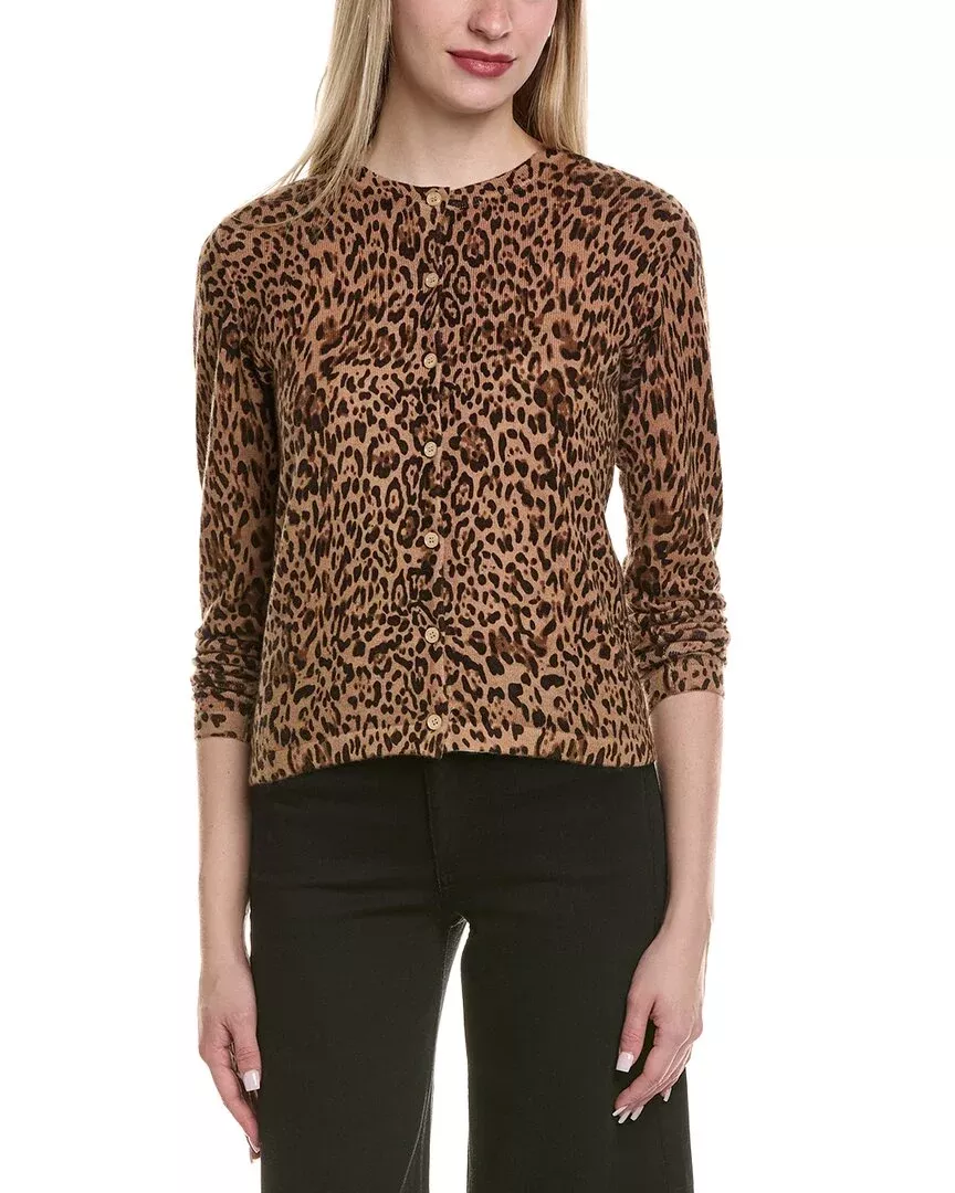 Sofiacashmere Animal Print Wool & Cashmere-Blend Cardigan