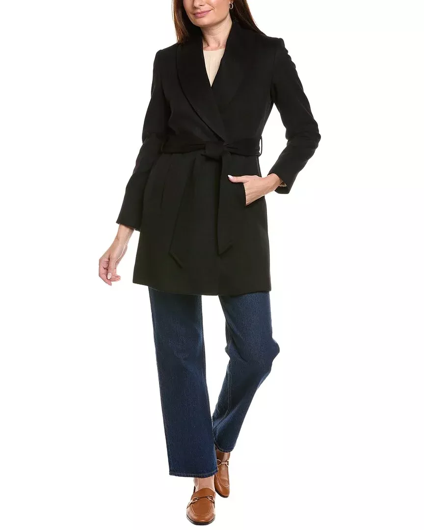 Sofiacashmere Belted Wool & Cashmere-Blend Wrap Coat