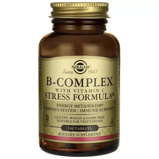 Solgar B-Complex with Vitamin C Stress Formula 100 Tablets