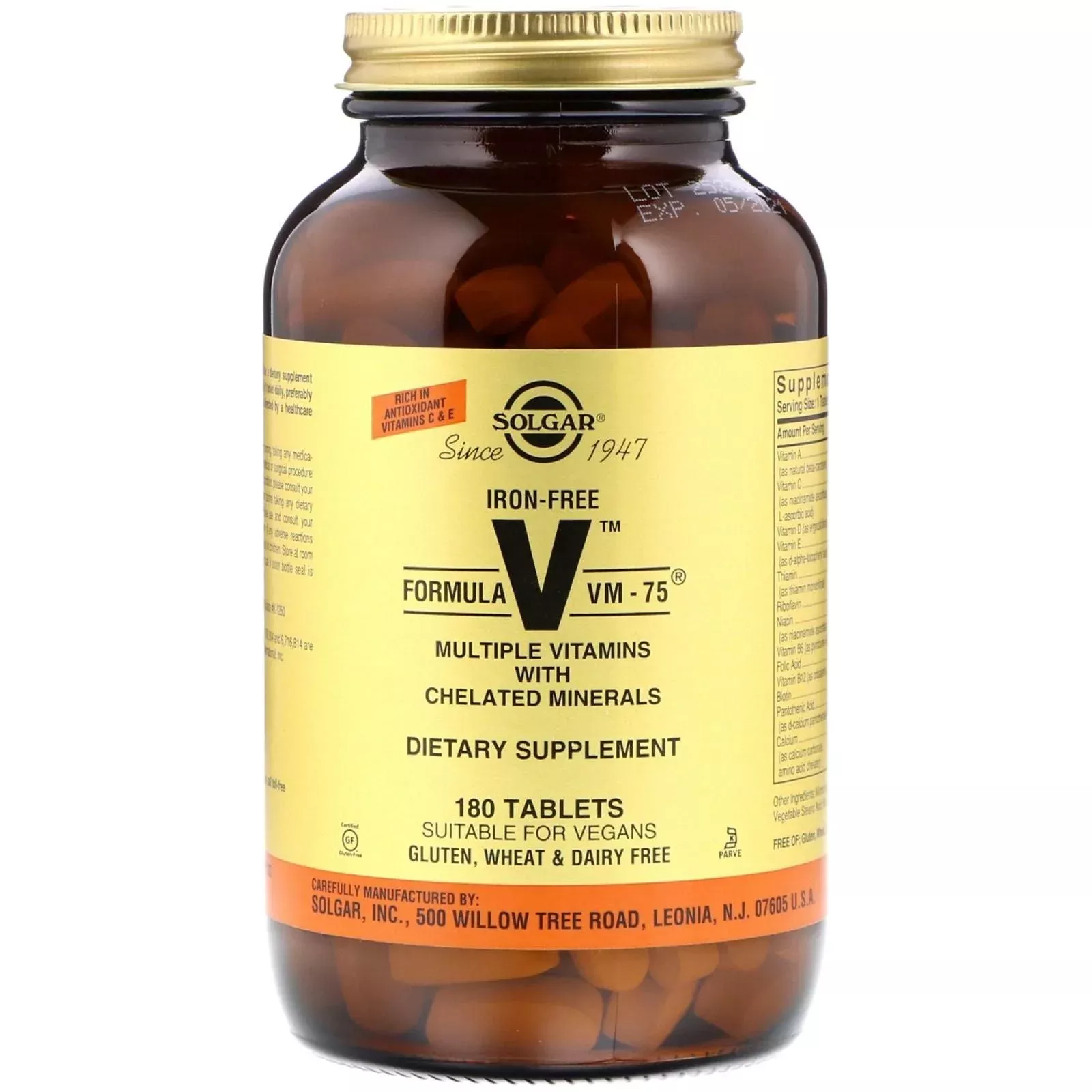 Solgar Iron-Free Formula VM-75? 180 Tablets