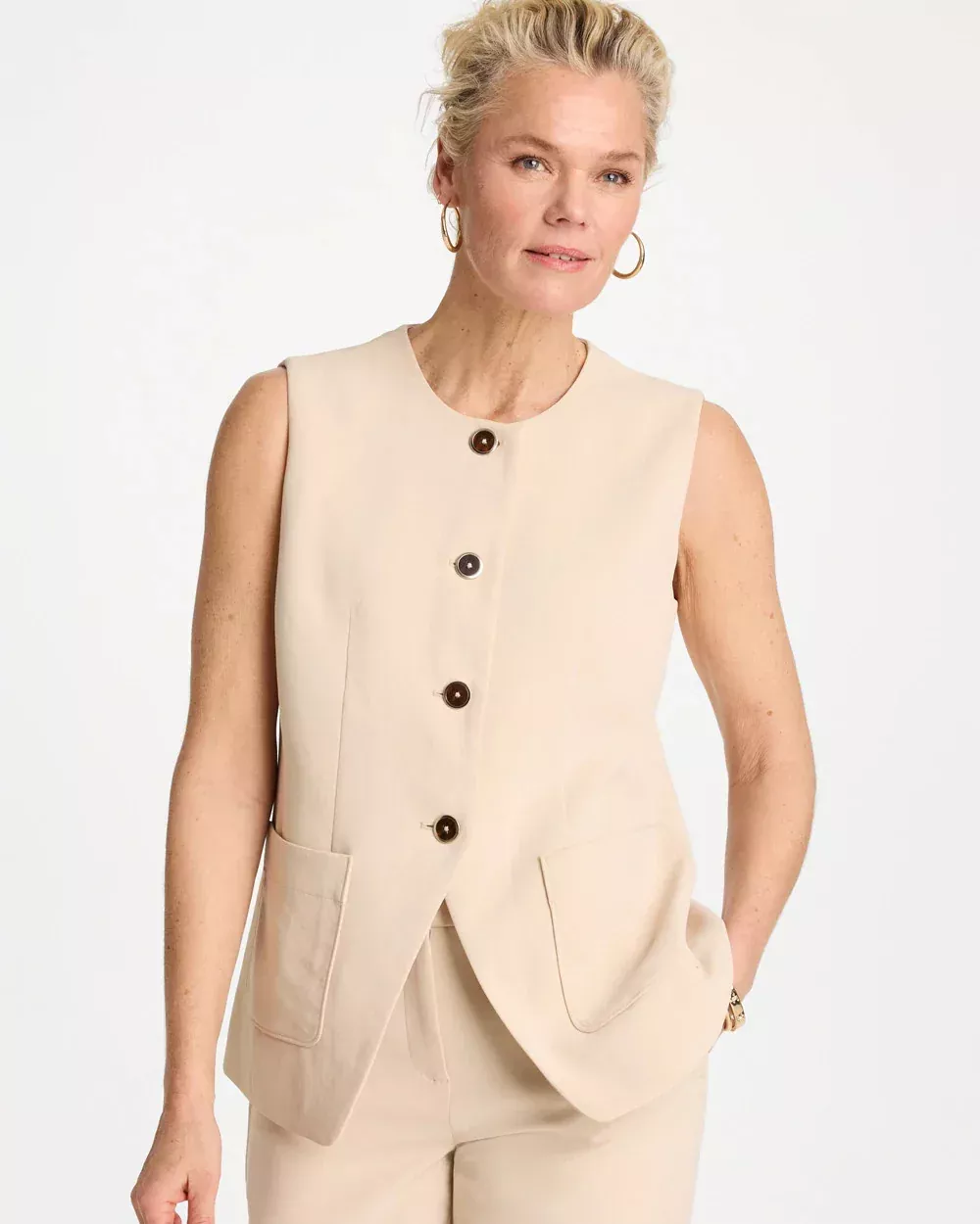 Split Hem Crepe Vest