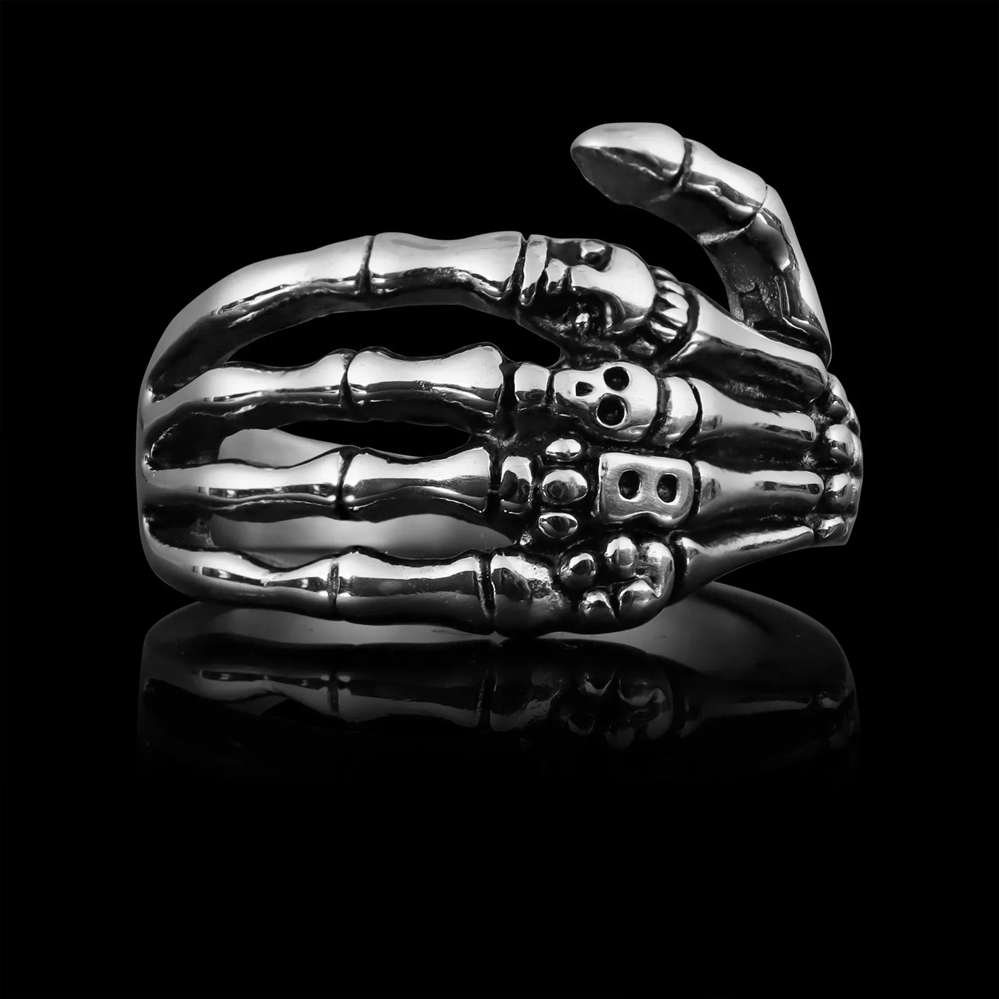 Stainless Steel Skeleton Hand Ring