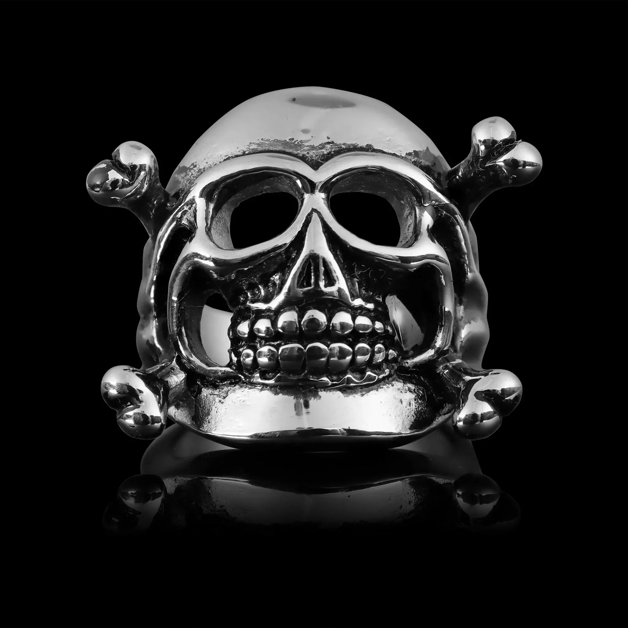 Stainless Steel Skull And Crossbones Ring