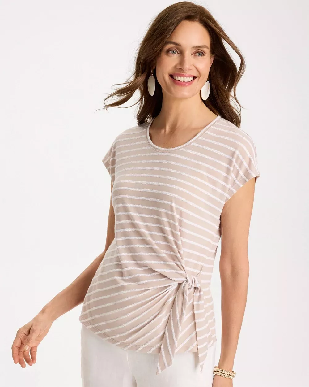 Striped Tie-Front Tee