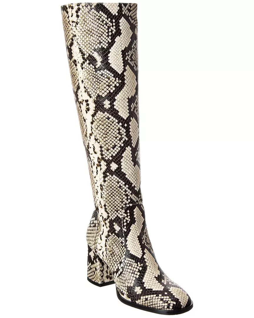 Stuart Weitzman Nola Snake-Embossed Leather Knee-High Boot