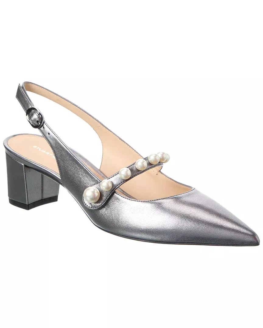 Stuart Weitzman Pia Mary Jane Leather Slingback Pump