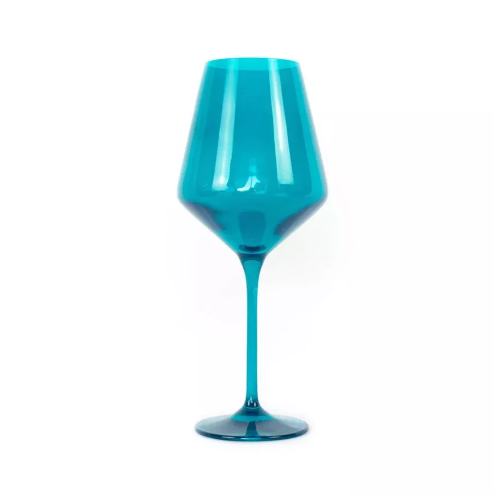Teal Stemmed Wine Glasses