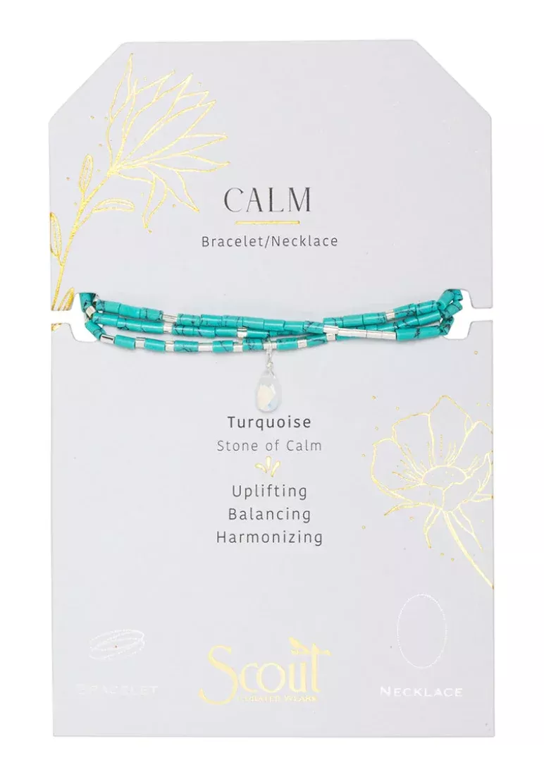 Teardrop Stone Wrap Turquoise Opalite Silver - Stone of Calm