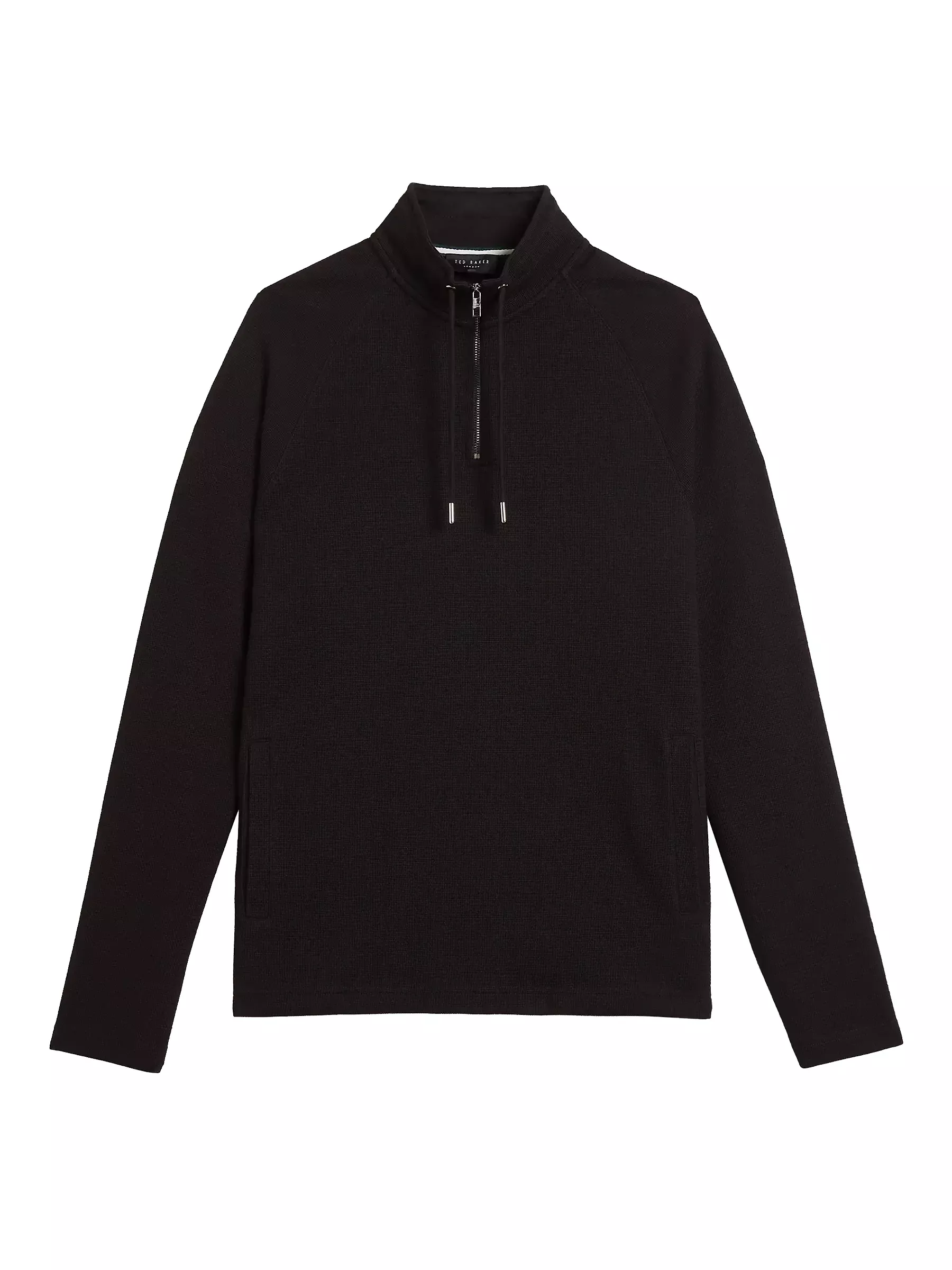 Ted Baker Men's Drovers Black Cotton Half Zip Pullover Sweater