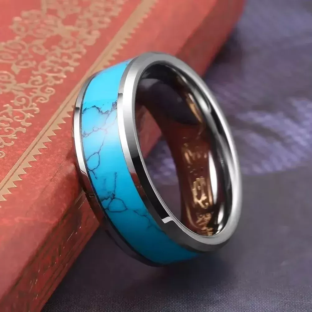TMRG10 - Turquoise Blue Inlay 8mm Ring