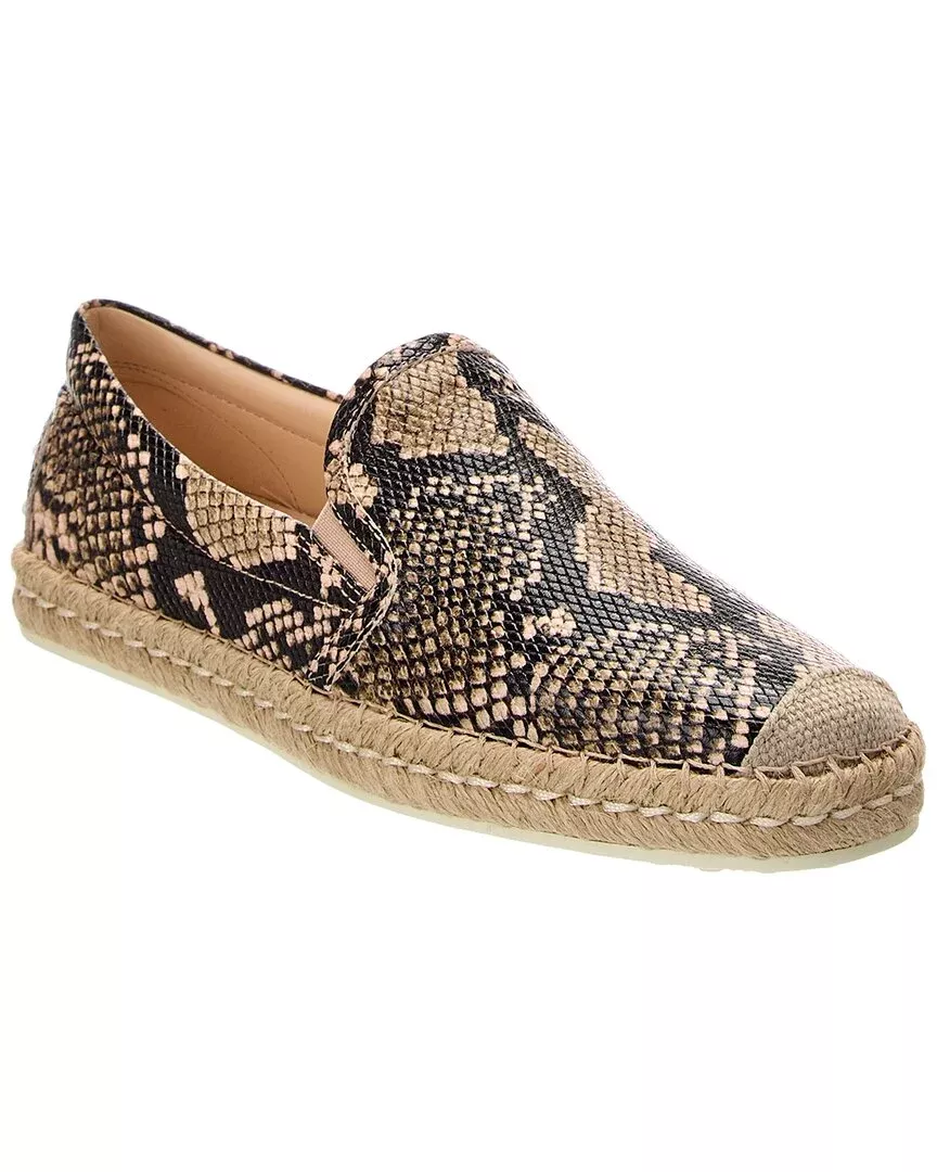 Tod’S Snake-Embossed Leather Espadrille